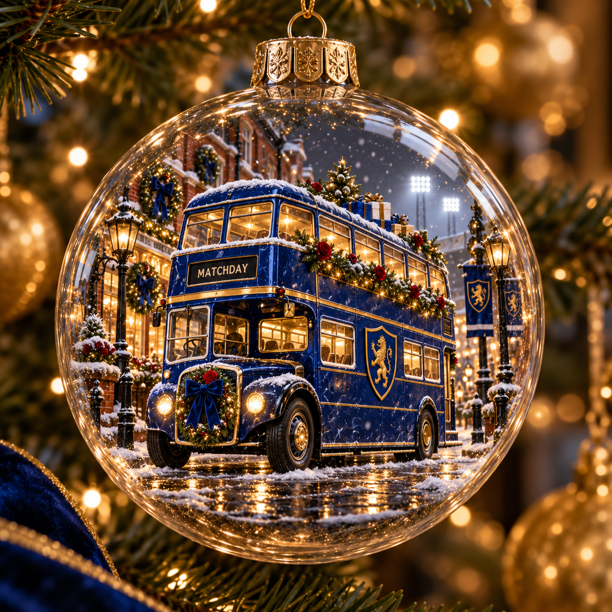 Keep the Blue Flag Flying High Light-Up Football Heritage Ornament