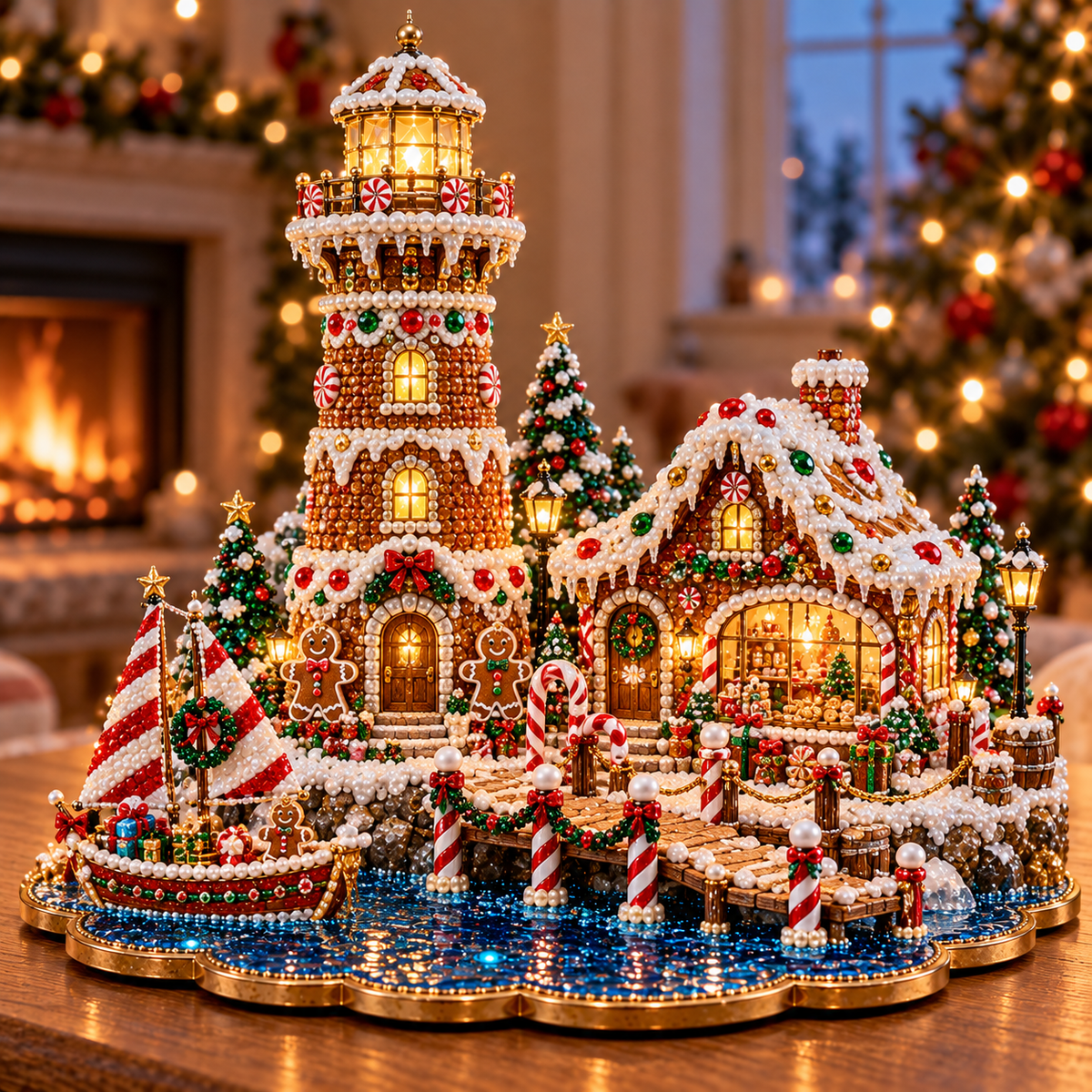Christmas Lighthouse Village – DIY 3D Diamond Art Decoration Kit