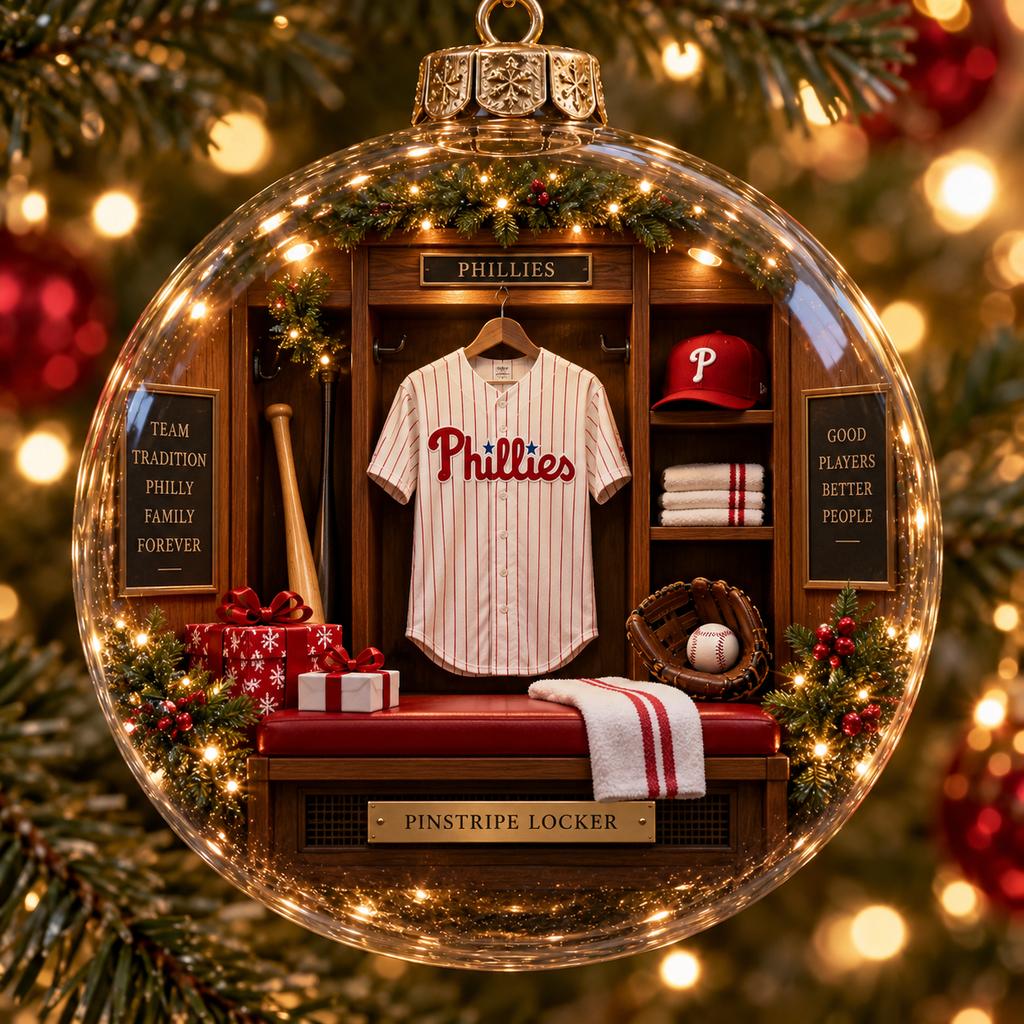 Phillies Light-Up Baseball Heritage Christmas Ornament