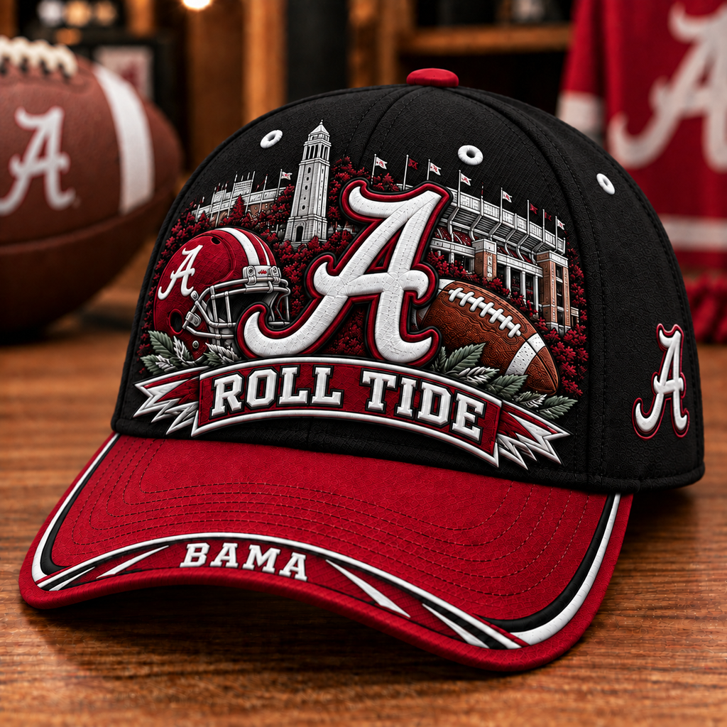 ROLL TIDE Crimson Football Fan Cap