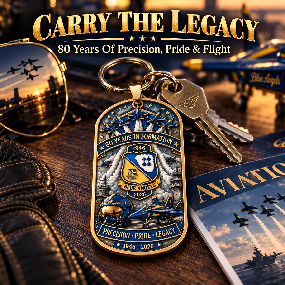 Blue Angels 80th Anniversary Commemorative Keychain
