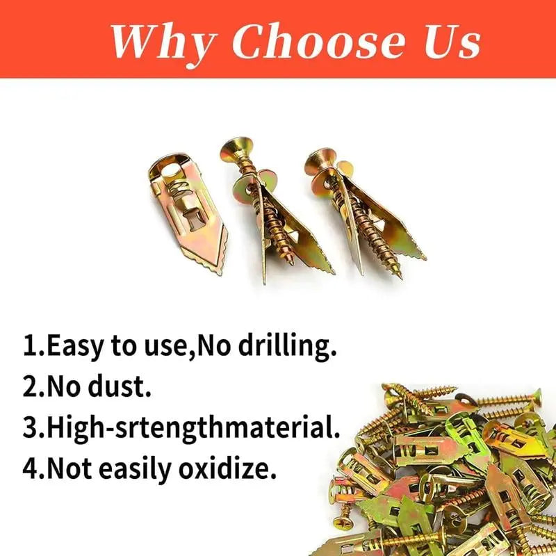 Sikunuo | 50 pieces of dowels with screws – self-tapping for drywall