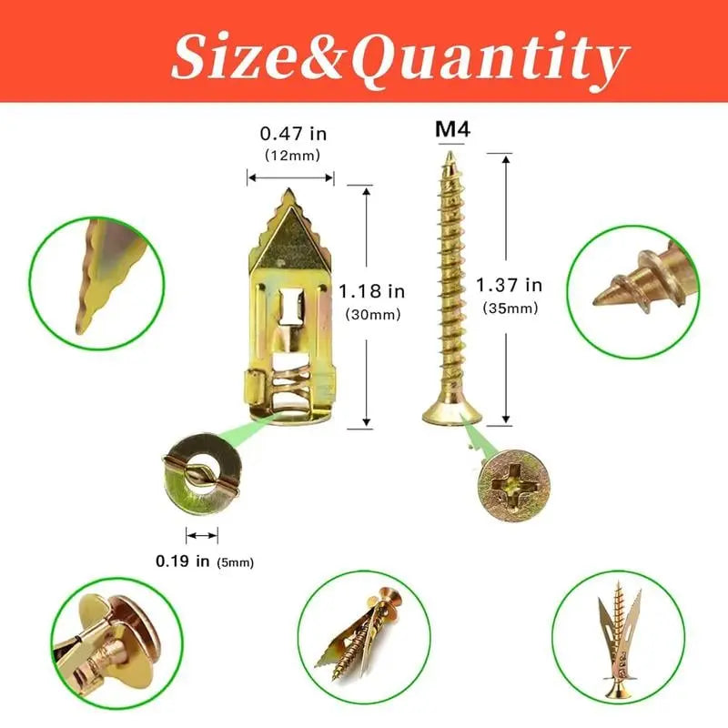 Sikunuo | 50 pieces of dowels with screws – self-tapping for drywall
