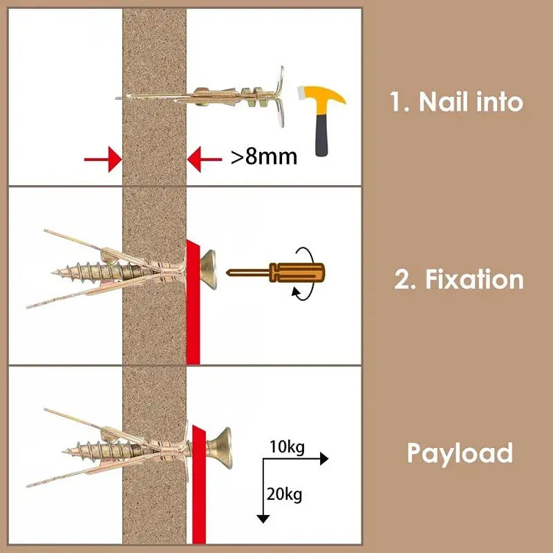 Sikunuo | 50 pieces of dowels with screws – self-tapping for drywall