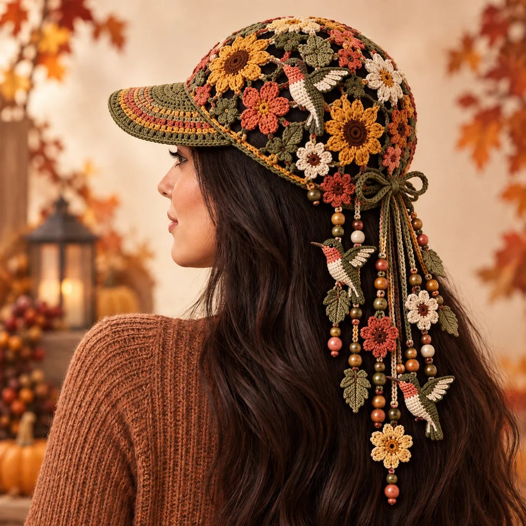 Women’s Handmade Crochet Autumn Baseball Cap