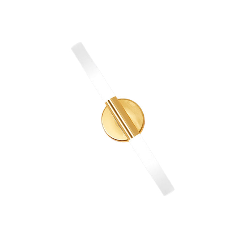 Sikunuo | Minimalist Slim Tubular Wall Lamp White Glass LED Corner Wall Lighting Fixture in Brass