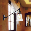 Sikunuo | Black/Bronze/Brass 1 Light Wall Lighting Unit Vintage Clear Glass Bell Wall Lamp with Arm, 8"/12" Long