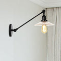 Sikunuo | Clear Ribbed Glass Bronze/Brass/Copper Wall Mounted Lamp Shade 1 Light Vintage Lighting Fixture, 8"/12" L Arm