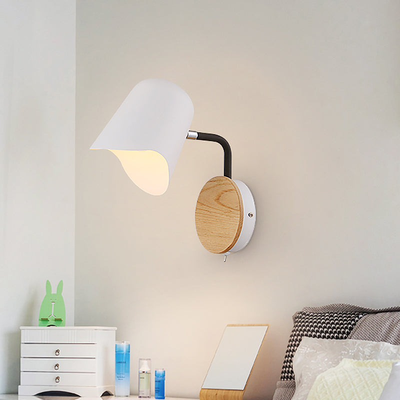Sikunuo | Wall Mount Lamp made of Metal Nordic 1-Light White/Black Wall Light with Right Arm Angle