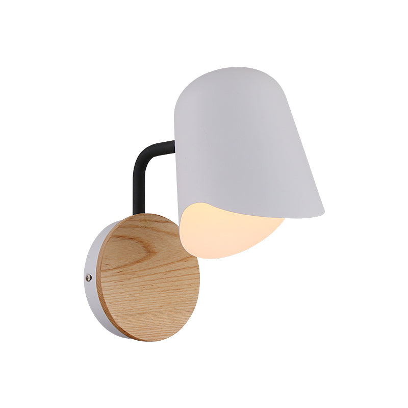 Sikunuo | Wall Mount Lamp made of Metal Nordic 1-Light White/Black Wall Light with Right Arm Angle