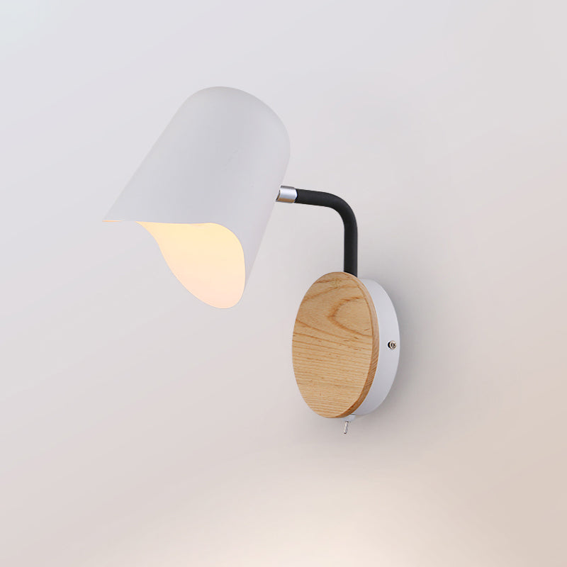 Sikunuo | Wall Mount Lamp made of Metal Nordic 1-Light White/Black Wall Light with Right Arm Angle