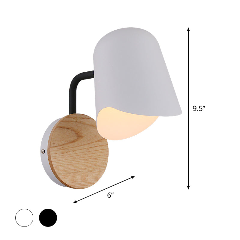 Sikunuo | Wall Mount Lamp made of Metal Nordic 1-Light White/Black Wall Light with Right Arm Angle