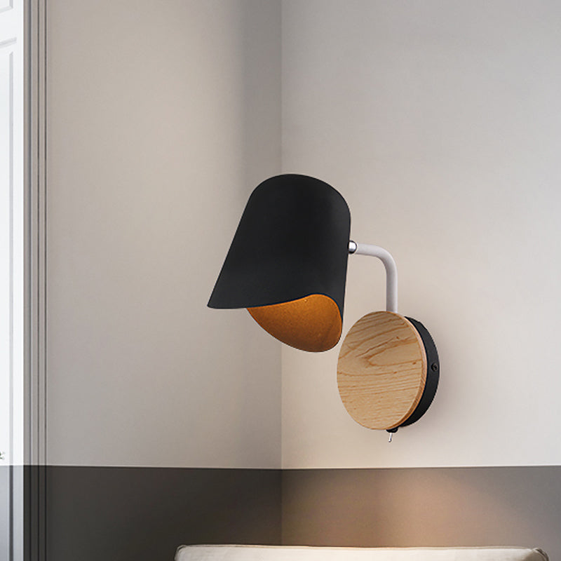 Sikunuo | Wall Mount Lamp made of Metal Nordic 1-Light White/Black Wall Light with Right Arm Angle