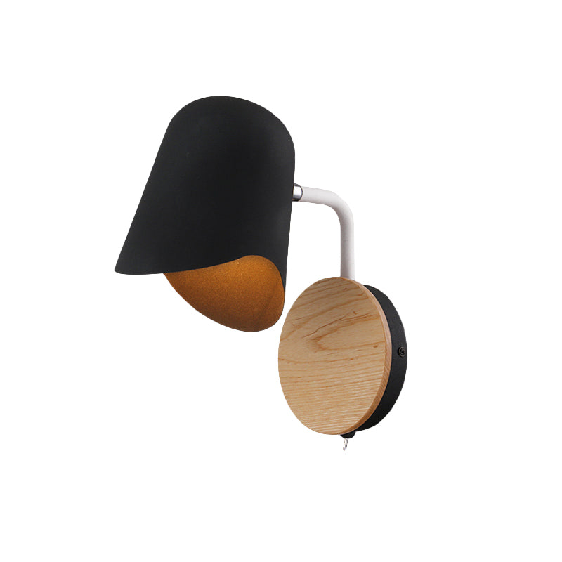 Sikunuo | Wall Mount Lamp made of Metal Nordic 1-Light White/Black Wall Light with Right Arm Angle