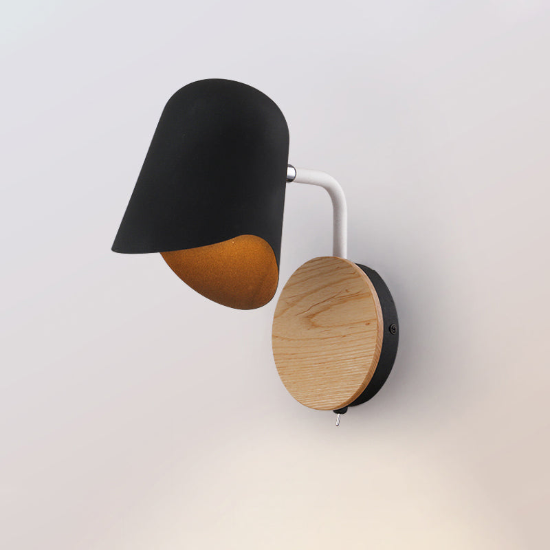 Sikunuo | Wall Mount Lamp made of Metal Nordic 1-Light White/Black Wall Light with Right Arm Angle