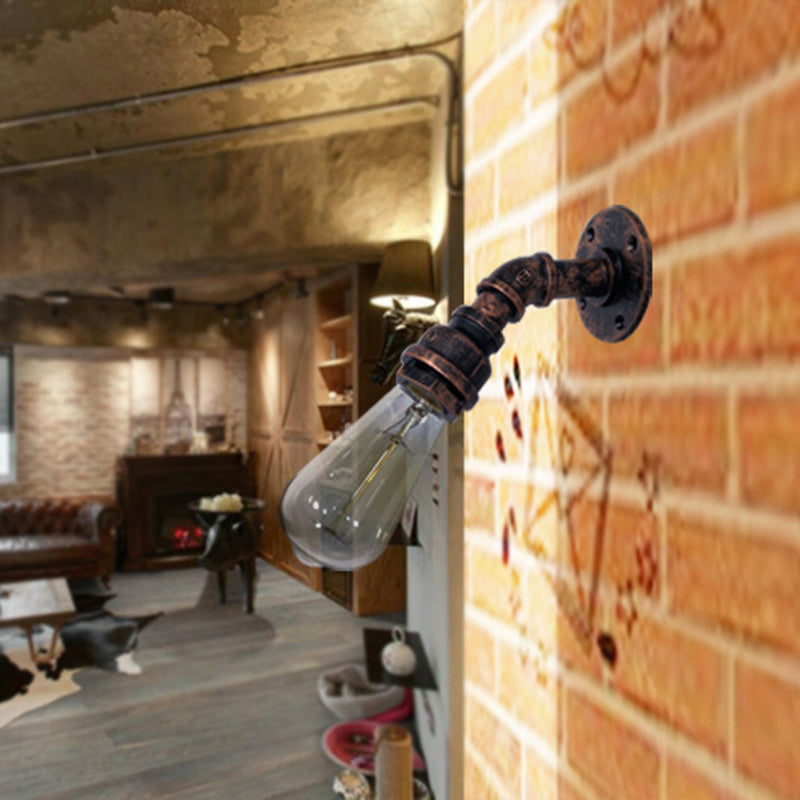 Sikunuo | Water pipe Metal Wall lighting Vintage 1 Light Stair wall mounting Lamp Wall lamp in Rust