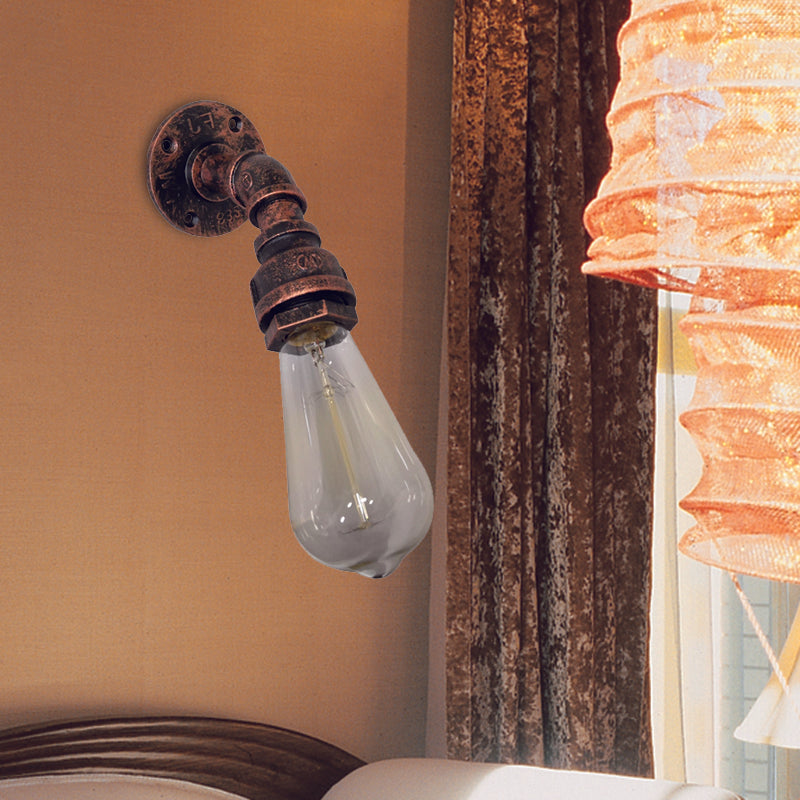 Sikunuo | Water pipe Metal Wall lighting Vintage 1 Light Stair wall mounting Lamp Wall lamp in Rust
