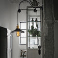 Sikunuo | 1 Light Flared Pulley Wall Lamp Industrial Black Metallic Sconces Lamp with Gooseneck Arm
