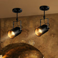 Sikunuo | Farmhouse Cylinder Sconce Lighting 1-Light Iron Wall Lamp Fixture in Black with Adjustable Handle