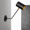 Sikunuo | Metal cylindrical wall lamp sconce industrial 6"/10" high 1-light bedroom wall lamp fixture in black with sloping arm
