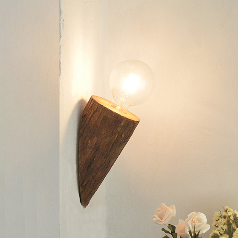 Sikunuo | Shaped tube wood wall lighting unit country house 1-head living room wall-mounted wall lamp in brown