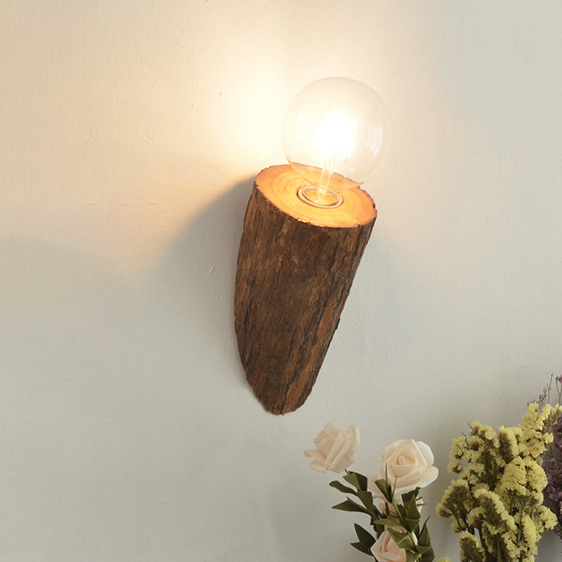 Sikunuo | Shaped tube wood wall lighting unit country house 1-head living room wall-mounted wall lamp in brown