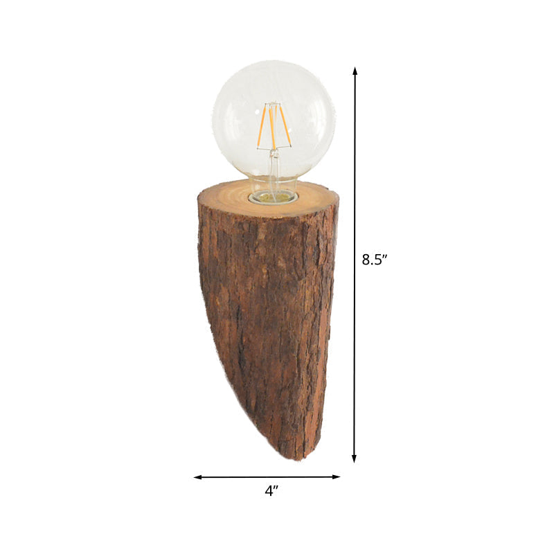 Sikunuo | Shaped tube wood wall lighting unit country house 1-head living room wall-mounted wall lamp in brown