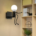 Sikunuo | Black/White Human Shape Wall Lamp Art Deco Metallic 1/2-Cap Bedside Wall-mounted Lighting
