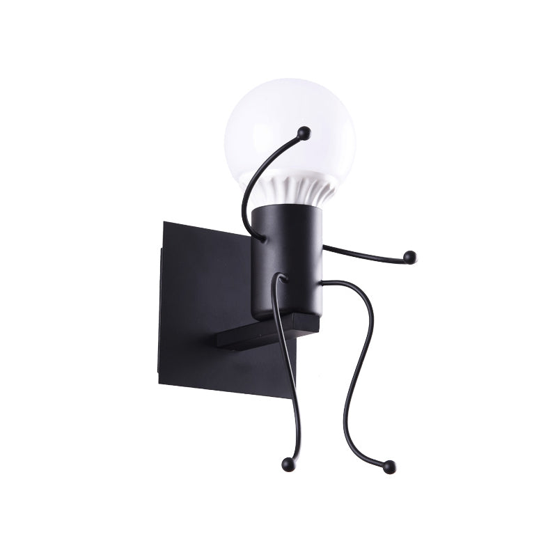 Sikunuo | Black/White Human Shape Wall Lamp Art Deco Metallic 1/2-Cap Bedside Wall-mounted Lighting