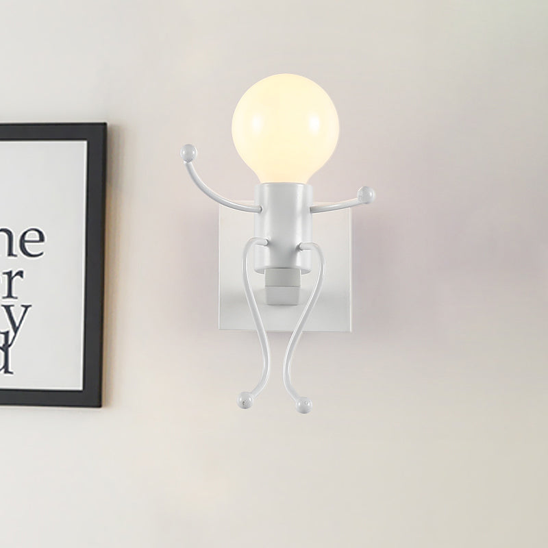 Sikunuo | Black/White Human Shape Wall Lamp Art Deco Metallic 1/2-Cap Bedside Wall-mounted Lighting