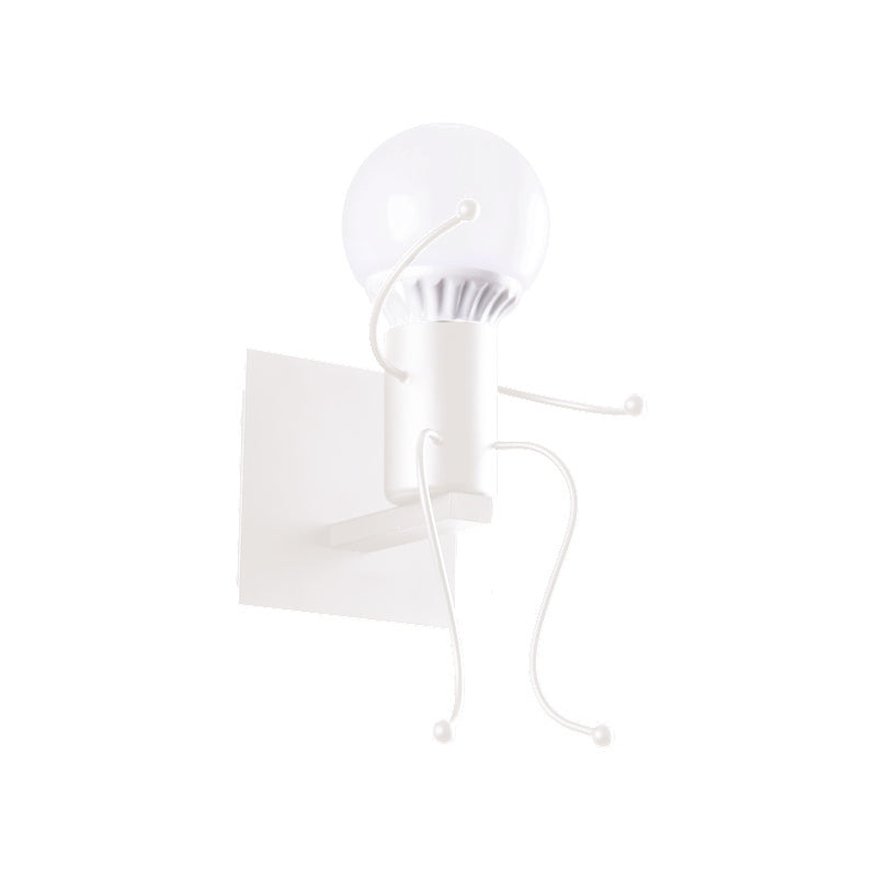 Sikunuo | Black/White Human Shape Wall Lamp Art Deco Metallic 1/2-Cap Bedside Wall-mounted Lighting