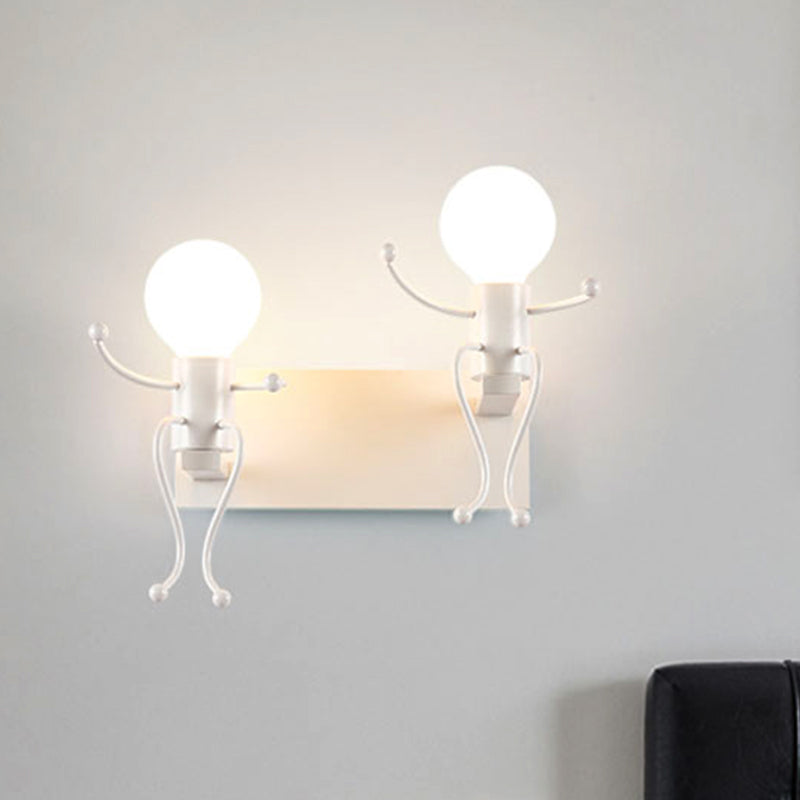 Sikunuo | Black/White Human Shape Wall Lamp Art Deco Metallic 1/2-Cap Bedside Wall-mounted Lighting