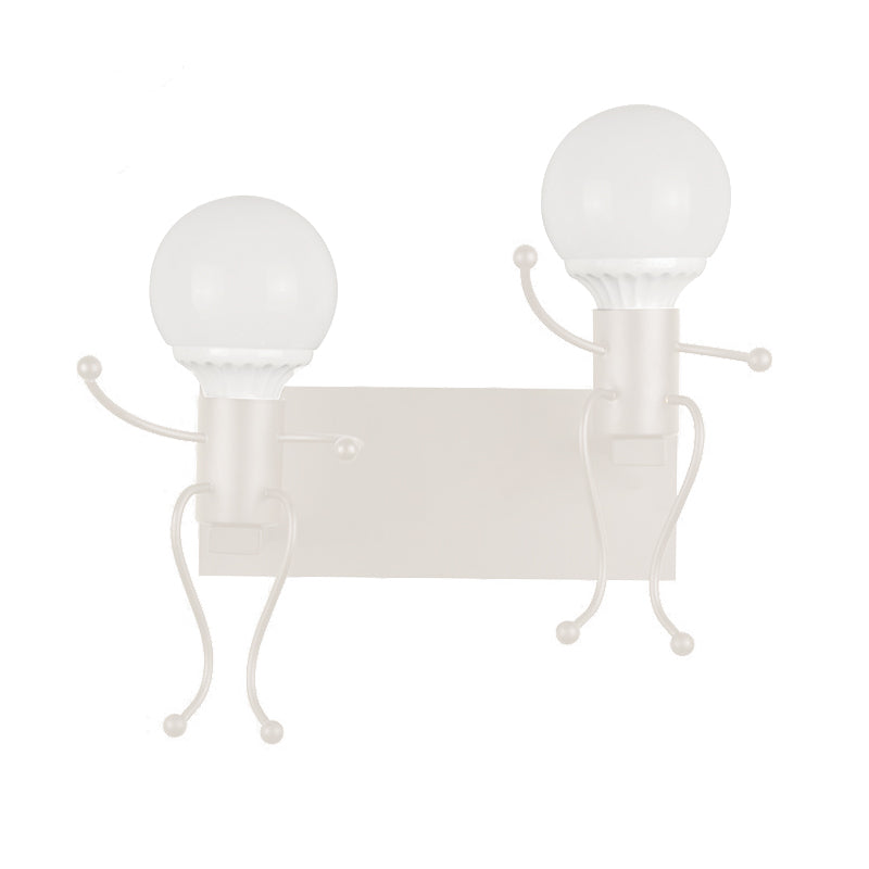 Sikunuo | Black/White Human Shape Wall Lamp Art Deco Metallic 1/2-Cap Bedside Wall-mounted Lighting