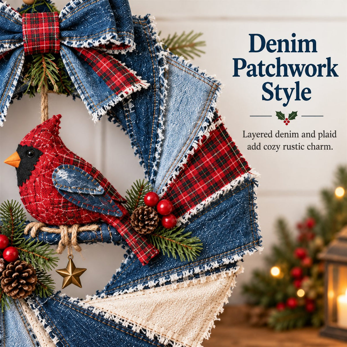 Denim Christmas Wreath DIY Sewing Kit