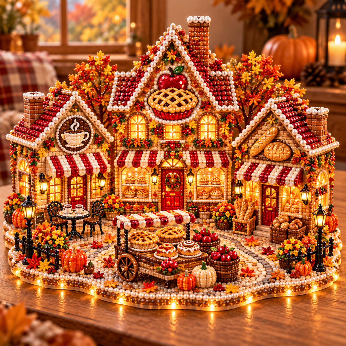 DIY Sparkling Autumn Village — 3D Diamond Art Decoration Kit