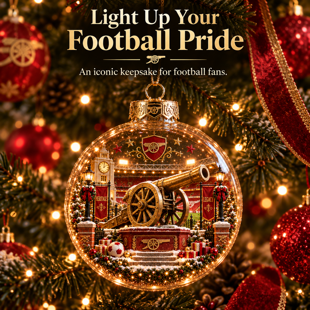Victory Through Harmony Light-Up Football Christmas Globe Ornament