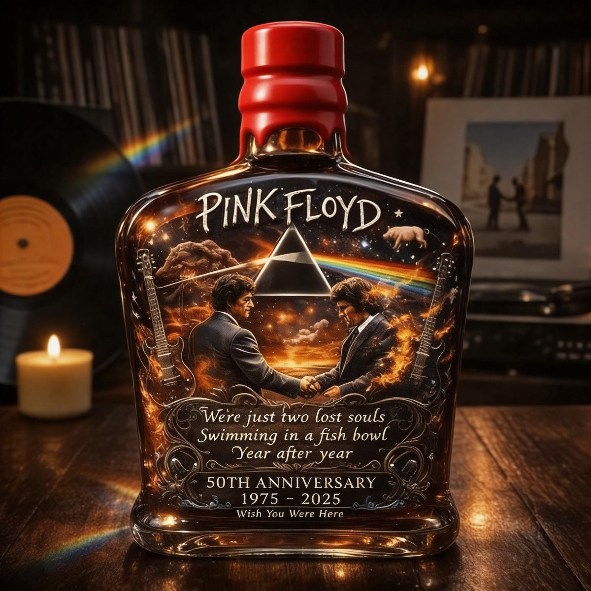 Pink Floyd – “Wish You Were Here” 50th Anniversary Collector’s Whiskey Bottle