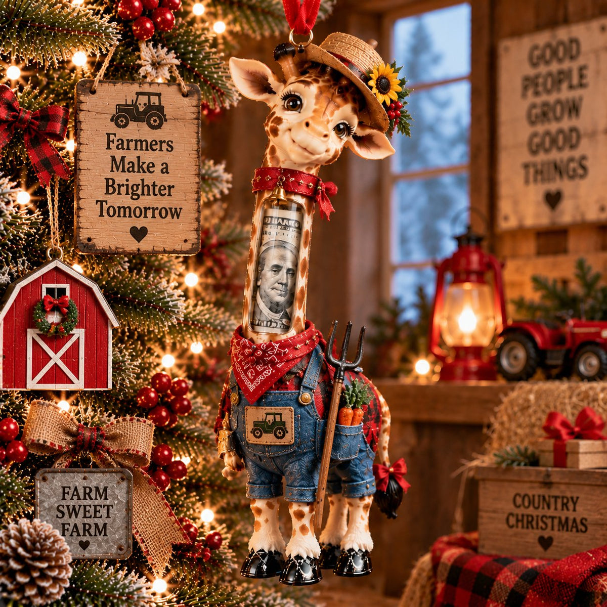 Giraffe on the Job Christmas Cash Holder Ornament