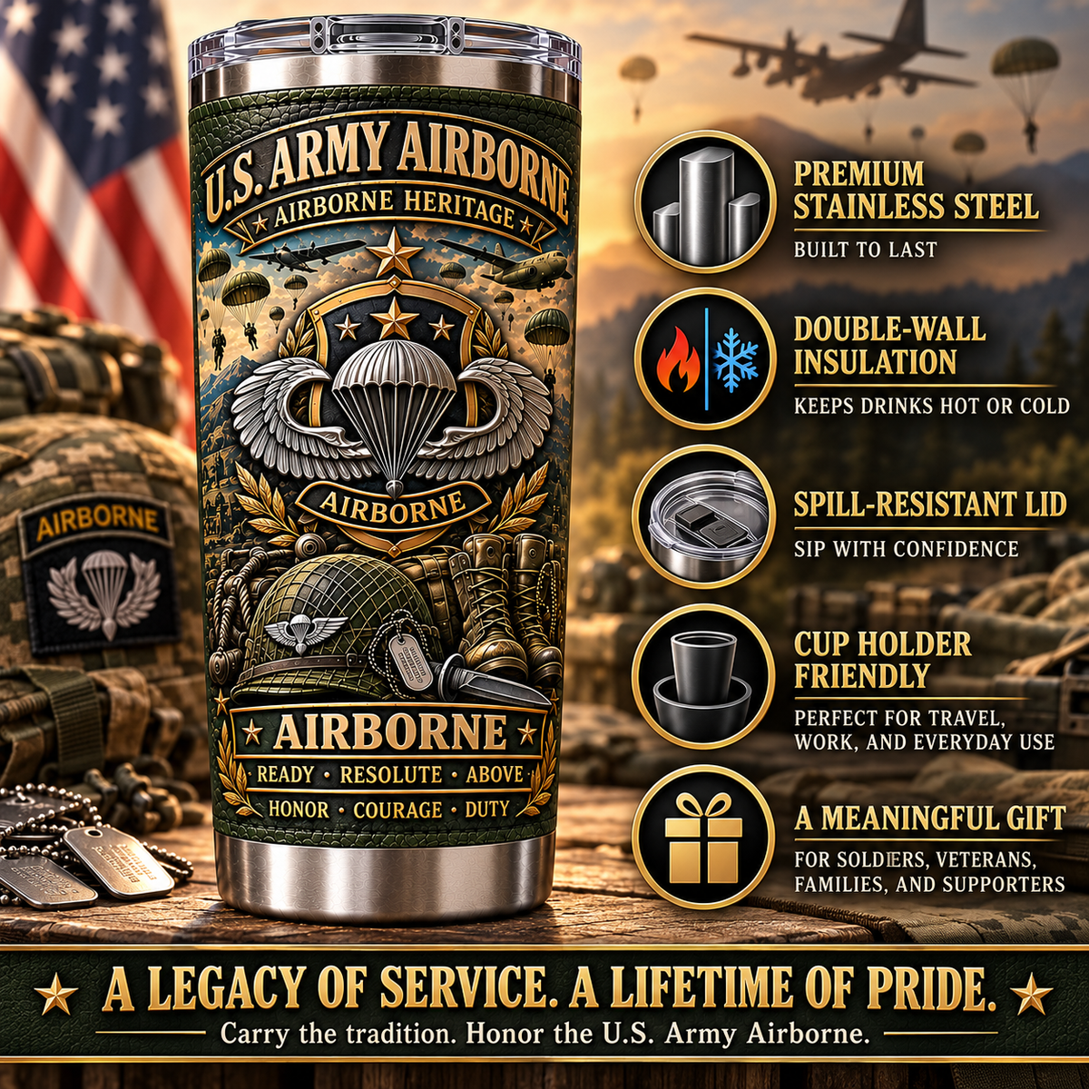 U.S. Army Airborne Heritage Insulated Travel Tumbler