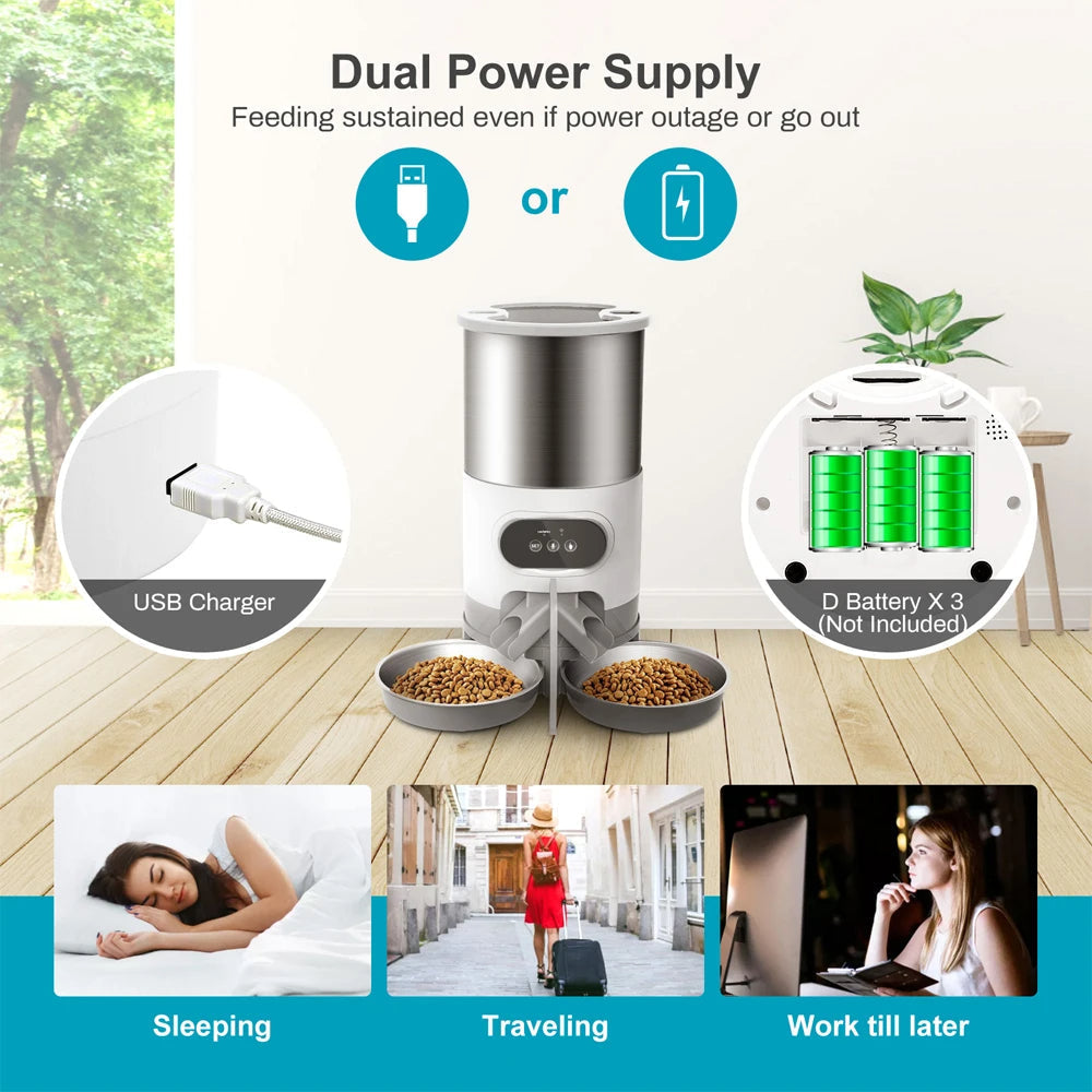 Sikunuo | 2-Way Splitter Automatic Smart Pet Feeding Station