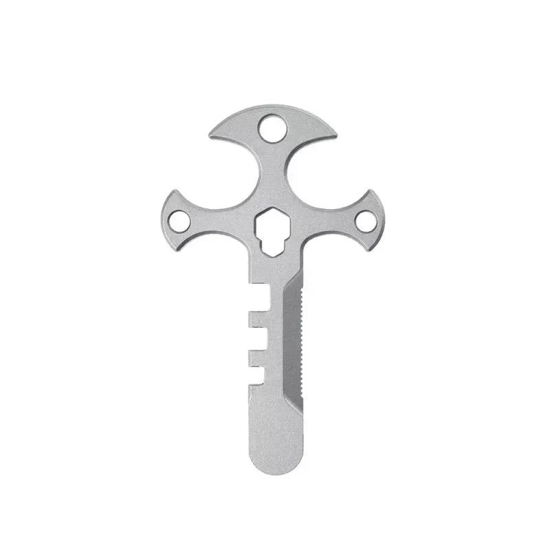 Sikunuo | Titanium Cross Multi-Tool Keychain - Portable Pry Bar, Bottle Opener & Serrated Necklace