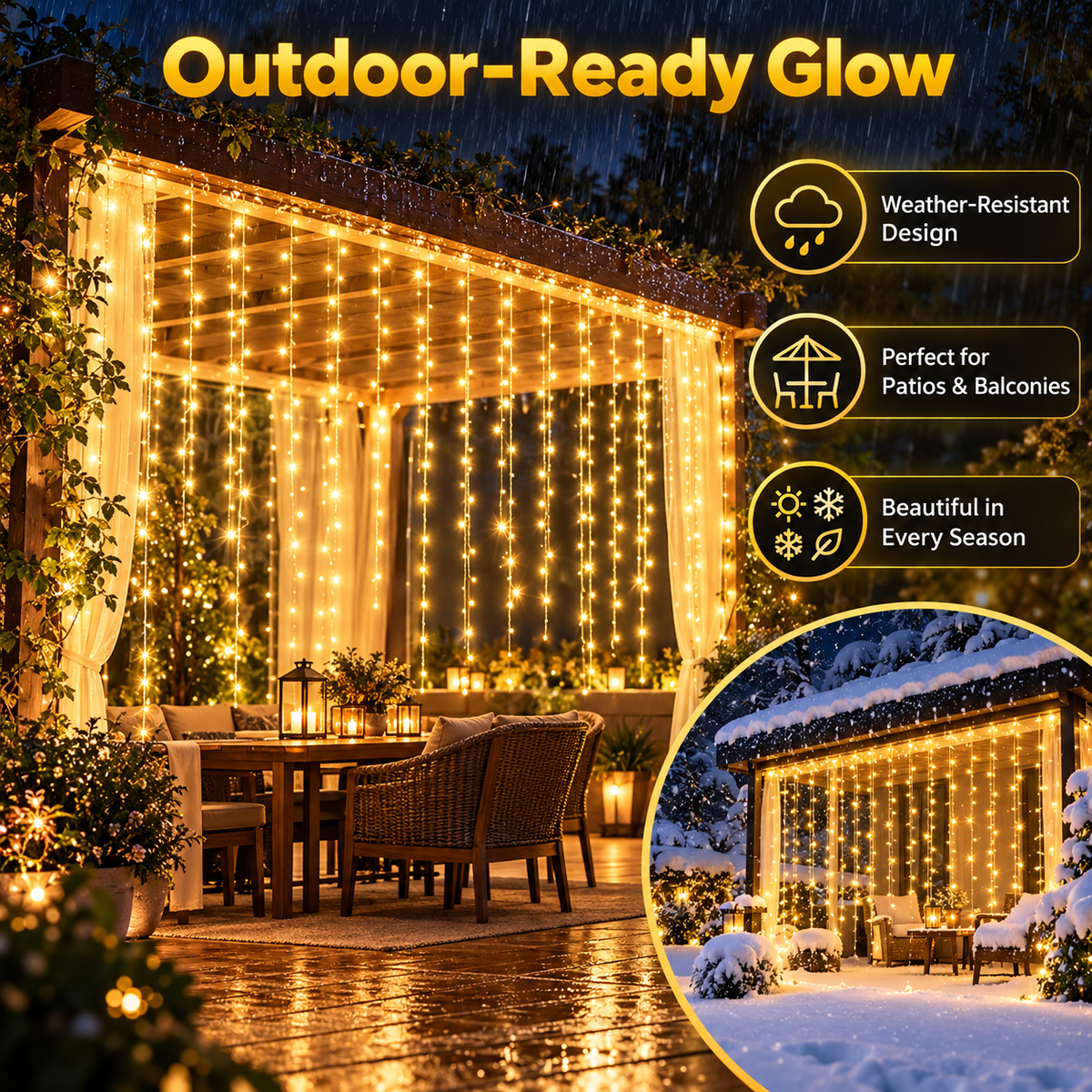 ✨ Remote-Control LED Curtain Lights – Magical Indoor & Holiday Decor