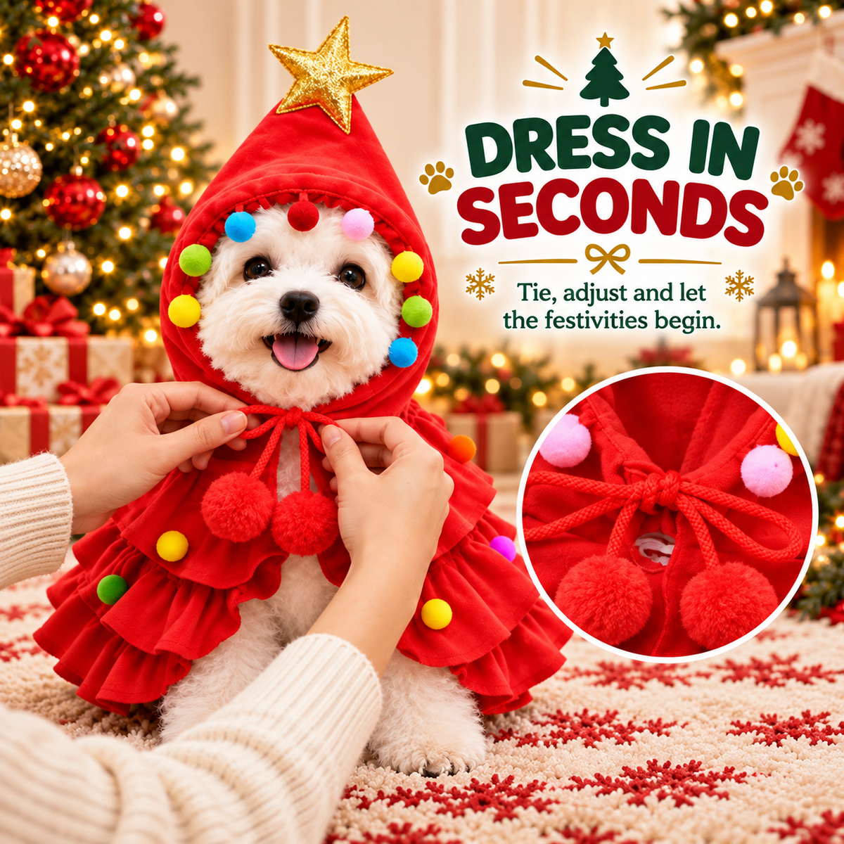 🎄Christmas Tree Pet Costume for Dogs & Cats – Festive Holiday Outfit