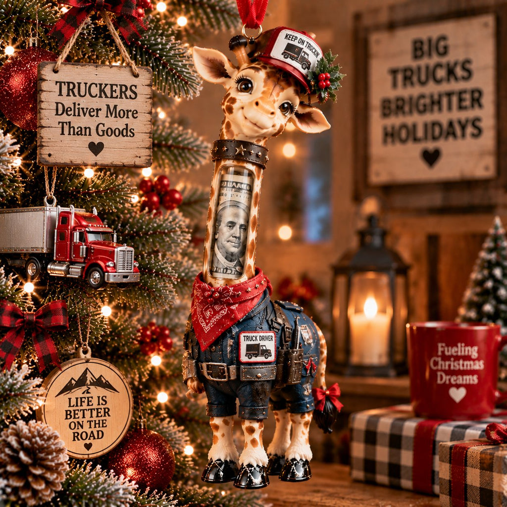 Giraffe on the Job Christmas Cash Holder Ornament