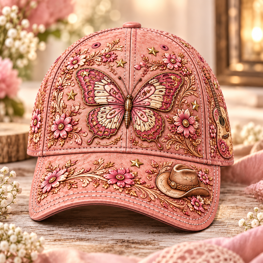 Western Butterfly Floral Baseball Cap