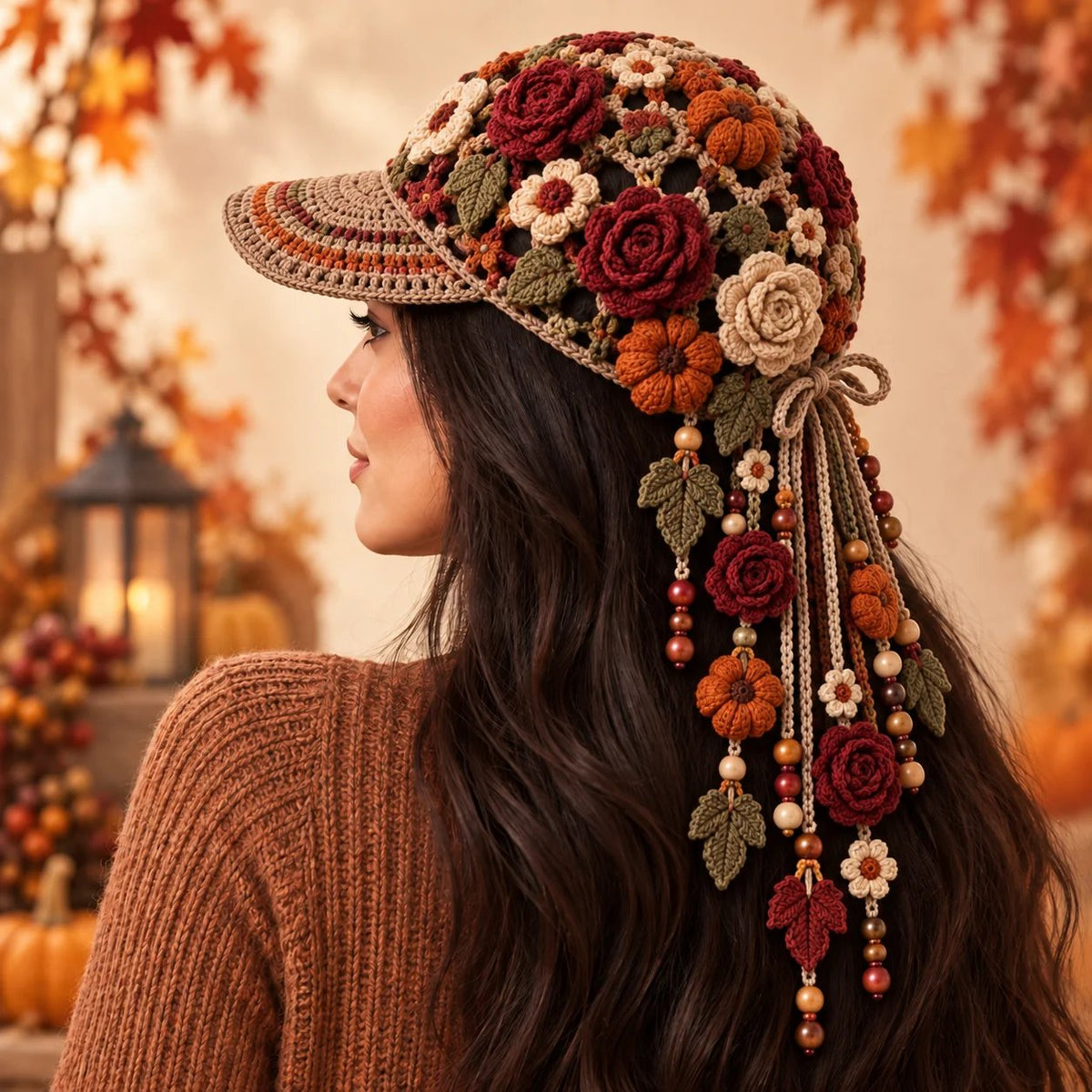Women’s Handmade Crochet Autumn Baseball Cap
