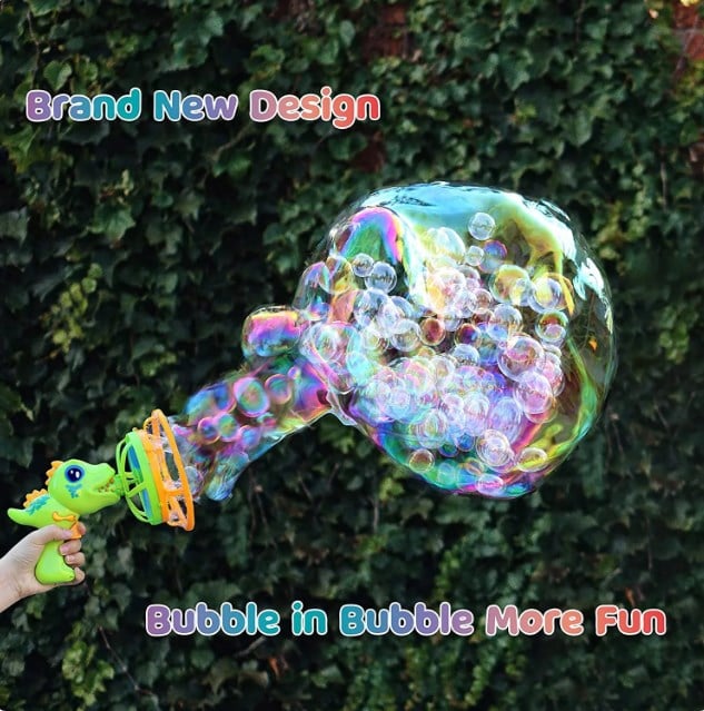 Sikunuo | Dinosaur Bubble Blower — Quiet Electric Bubble Machine for Kids