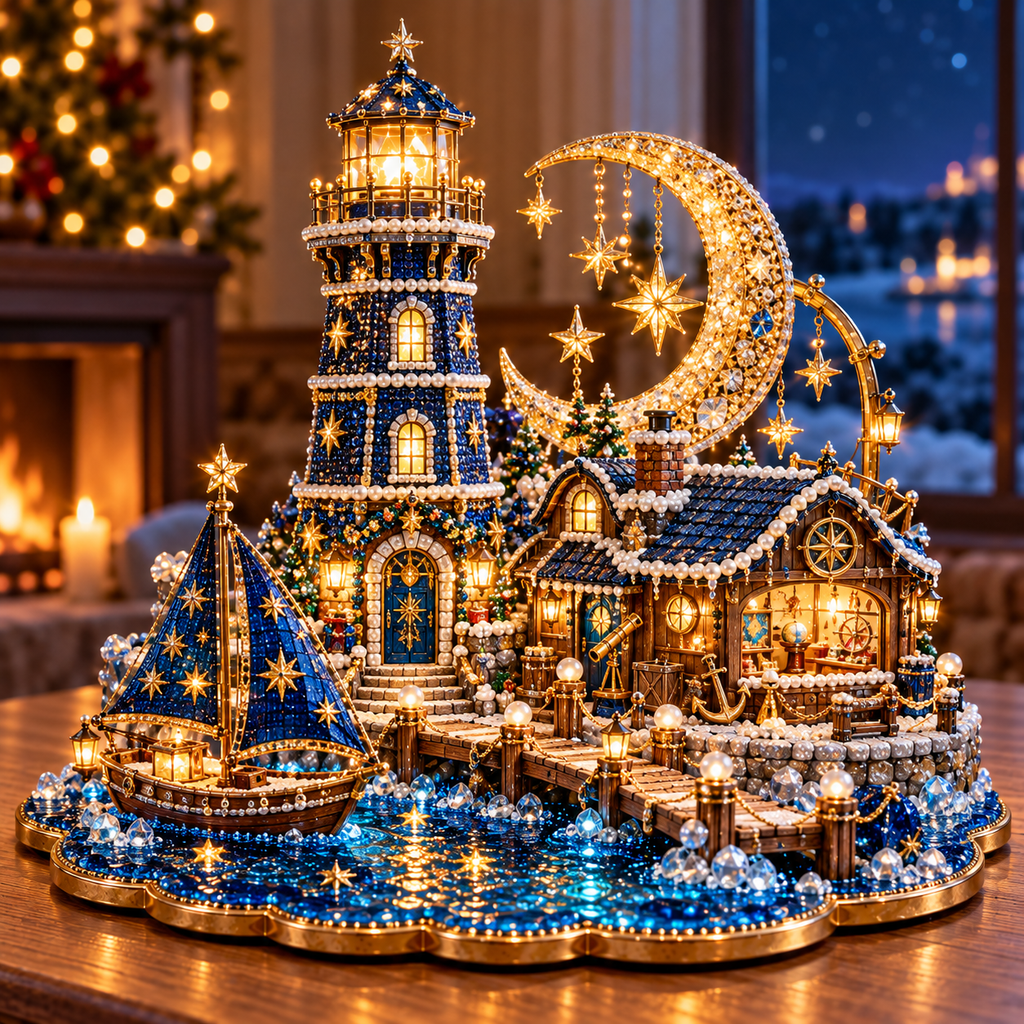 Christmas Lighthouse Village – DIY 3D Diamond Art Decoration Kit