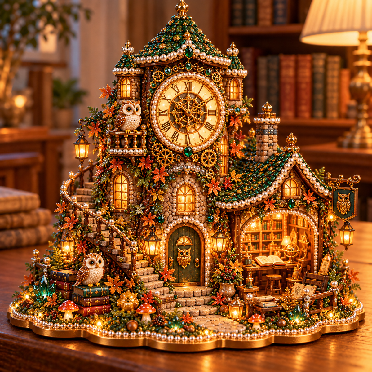 Owl's Enchanted Village – DIY 3D Diamond Art Decoration Kit