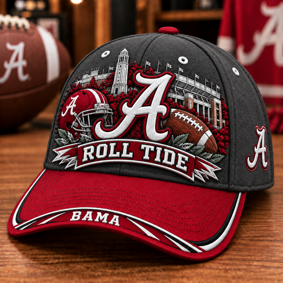ROLL TIDE Crimson Football Fan Cap